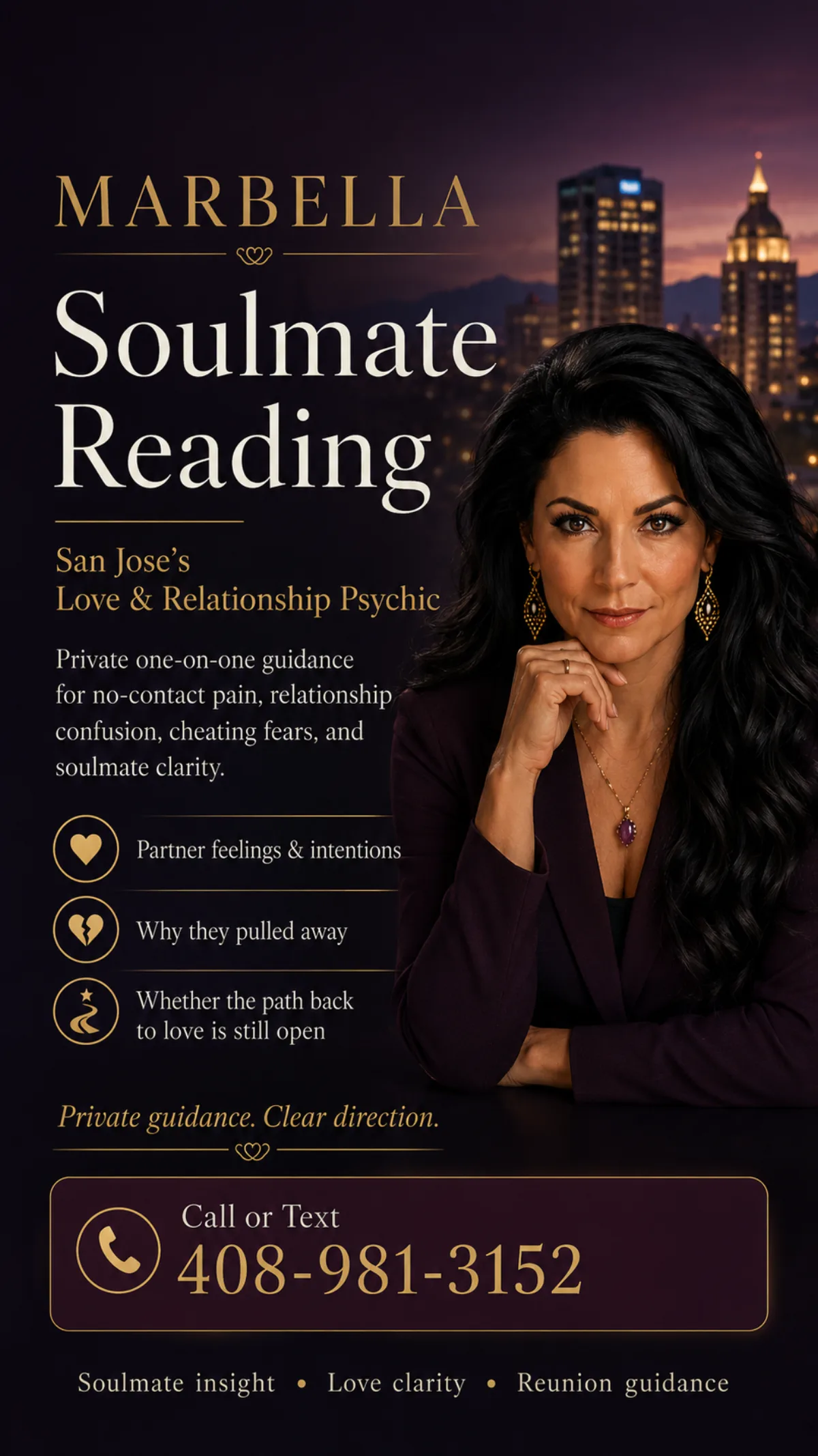 Marbella Soulmate Psychic Reading in San Jose for private love and relationship guidance